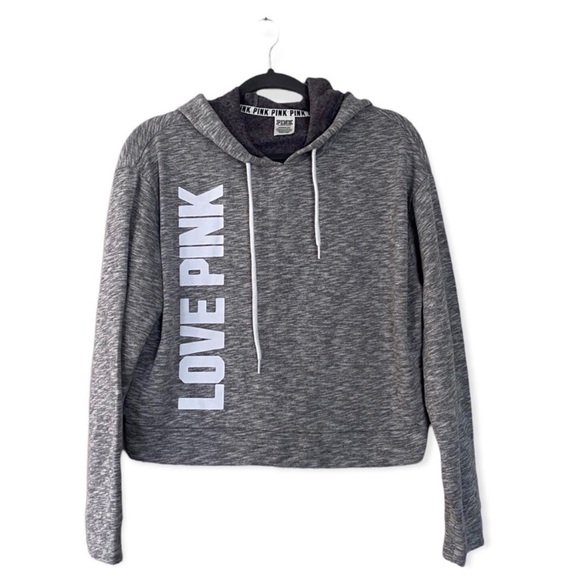 PINK Victoria’s Secret Gray Logo Pullover Sweatshirt Hoodie Size Small - Picture 3 of 7